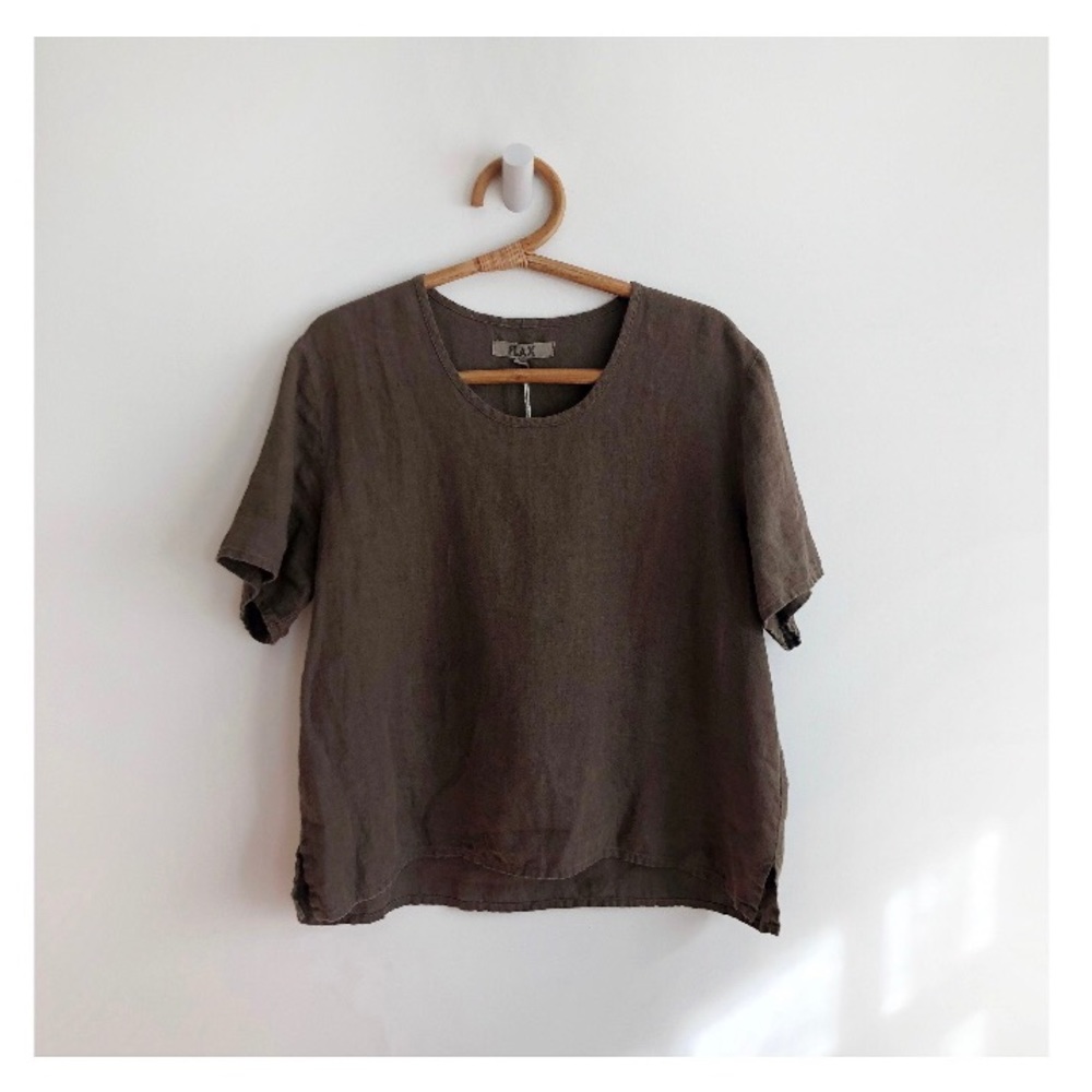 Vintage Flax Brown Linen Top